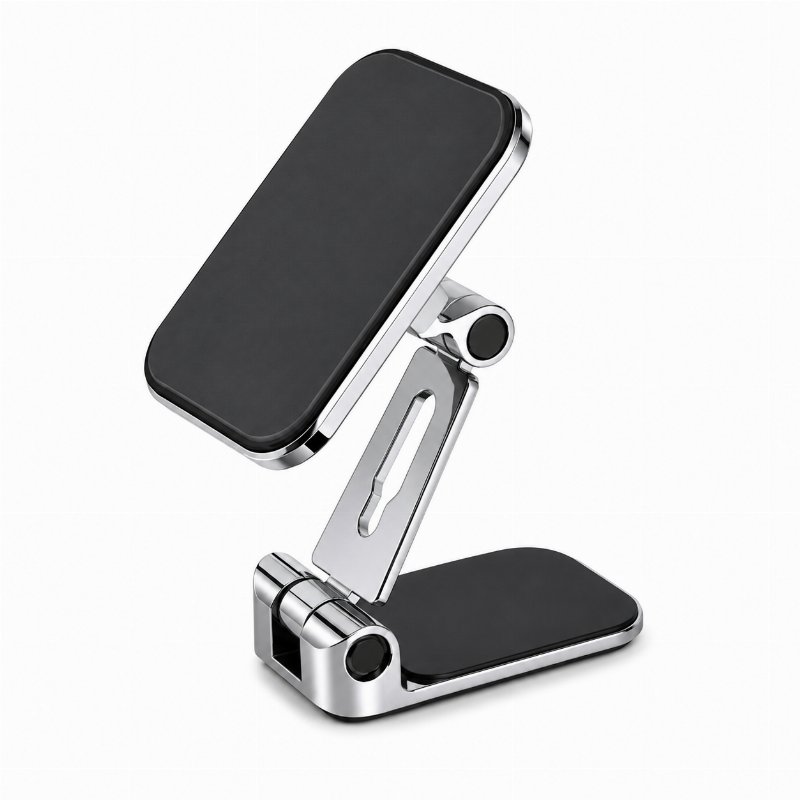 Support Magnétique Pliable et Réglable F12 pour Smartphone en Voiture – Argenté & Noir