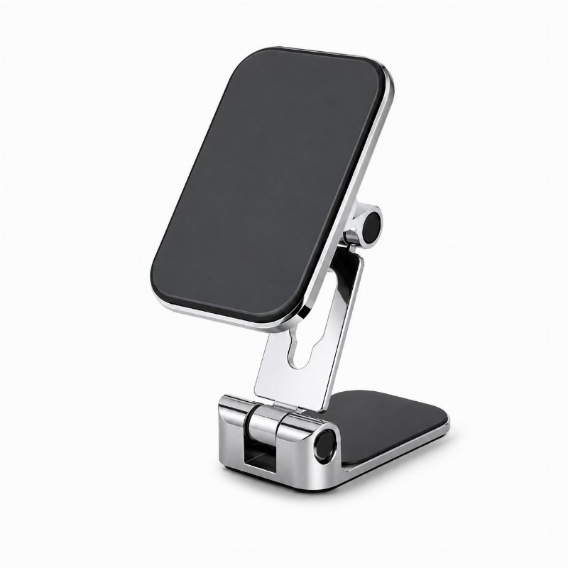 Support Magnétique Pliable et Réglable F12 pour Smartphone en Voiture – Argenté & Noir